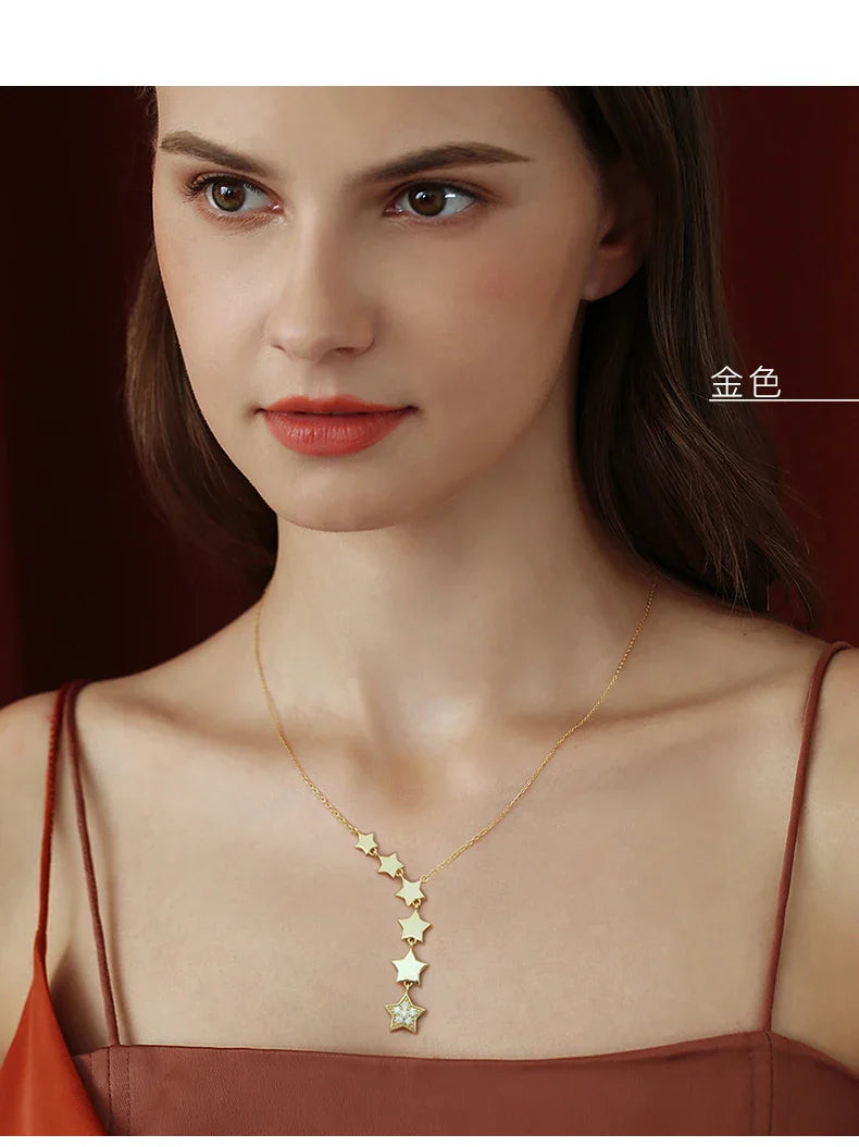 Strahlende Sternen-Zirkon Edelstahl Choker-Halskette | Shop Nory