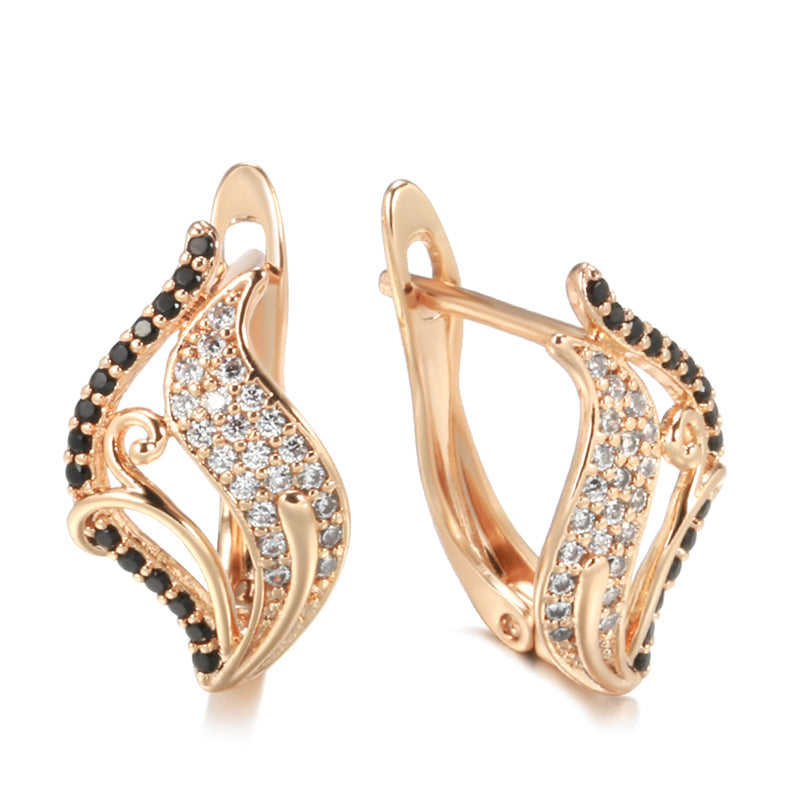 Damen Roségold Lockenblattform natürliche Kristallohrringe | Shop Nory