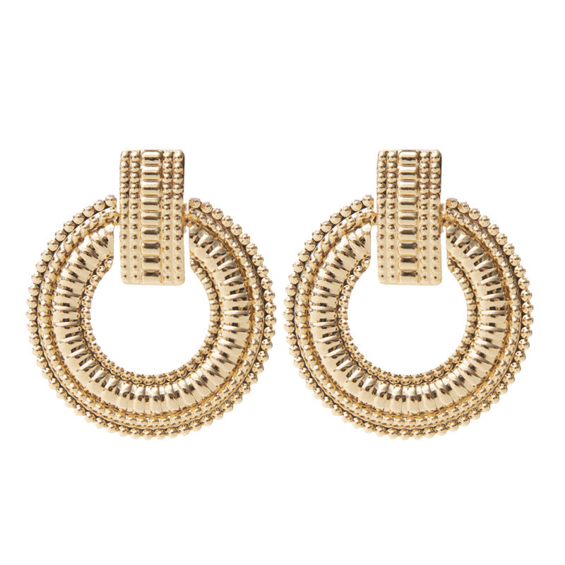 Damen Gold Rundring Disc Statement Geometric Interlock Panel Ohrstecker | Shop Nory
