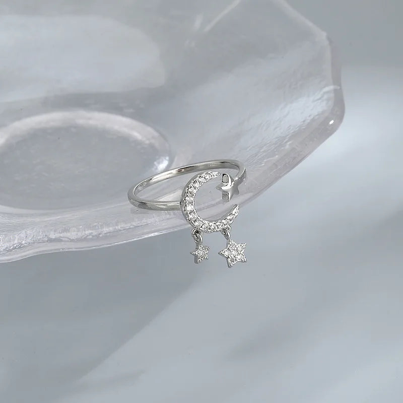 Lunar Elegance 925 Silber Mond Quaste Ring | Shop Nory