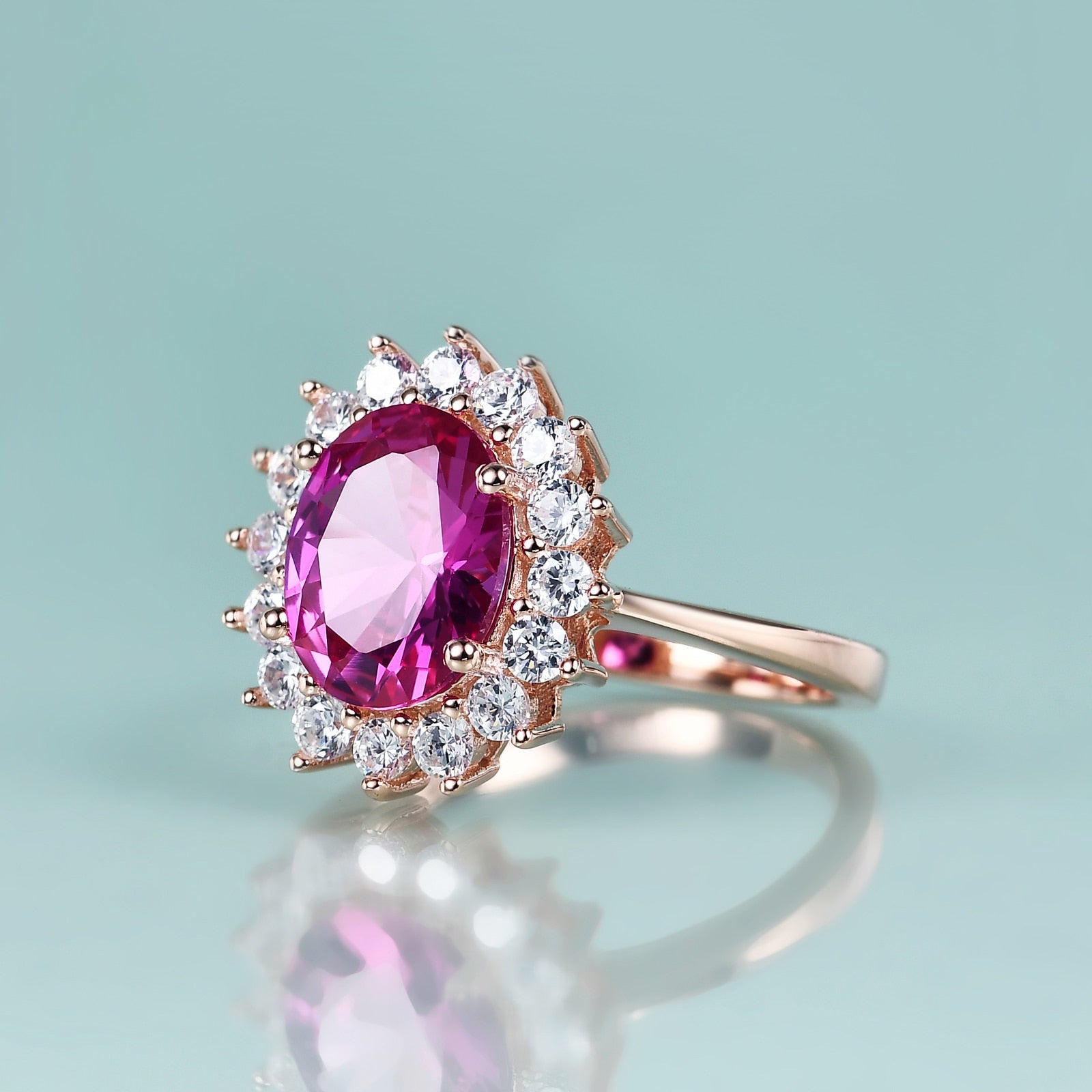 Prinzessin Diana Verlobungsring rosa Saphir 14K Roségold | Shop Nory