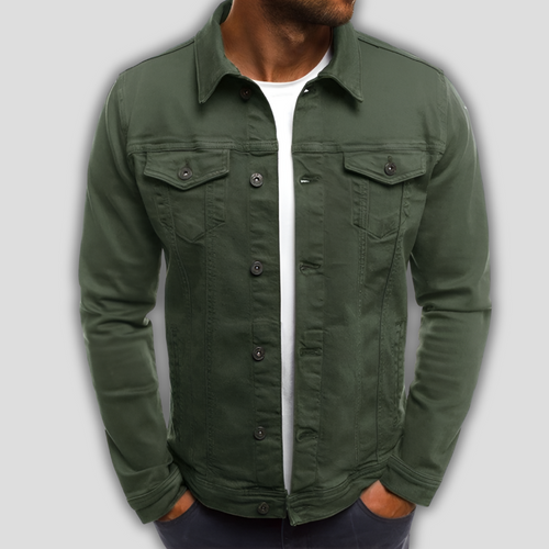 Herren Freizeit Einfarbige Jeansjacke