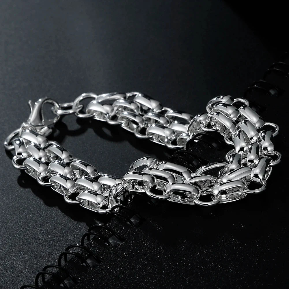 Damen 925 Sterling Silber Verflochtene Kreis Dicke Handkette Damen Armband | Shop Nory