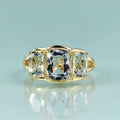 Grüner Amethyst-Ring, Verlobungsring mit drei Steinen, verstellbarer Ring aus Sterlingsilber und 14-karätigem Gold | Shop Nory