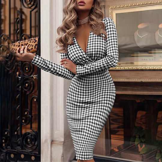 Cocktailkleid Mit V-Ausschnitt Für Damen Festkleidung
