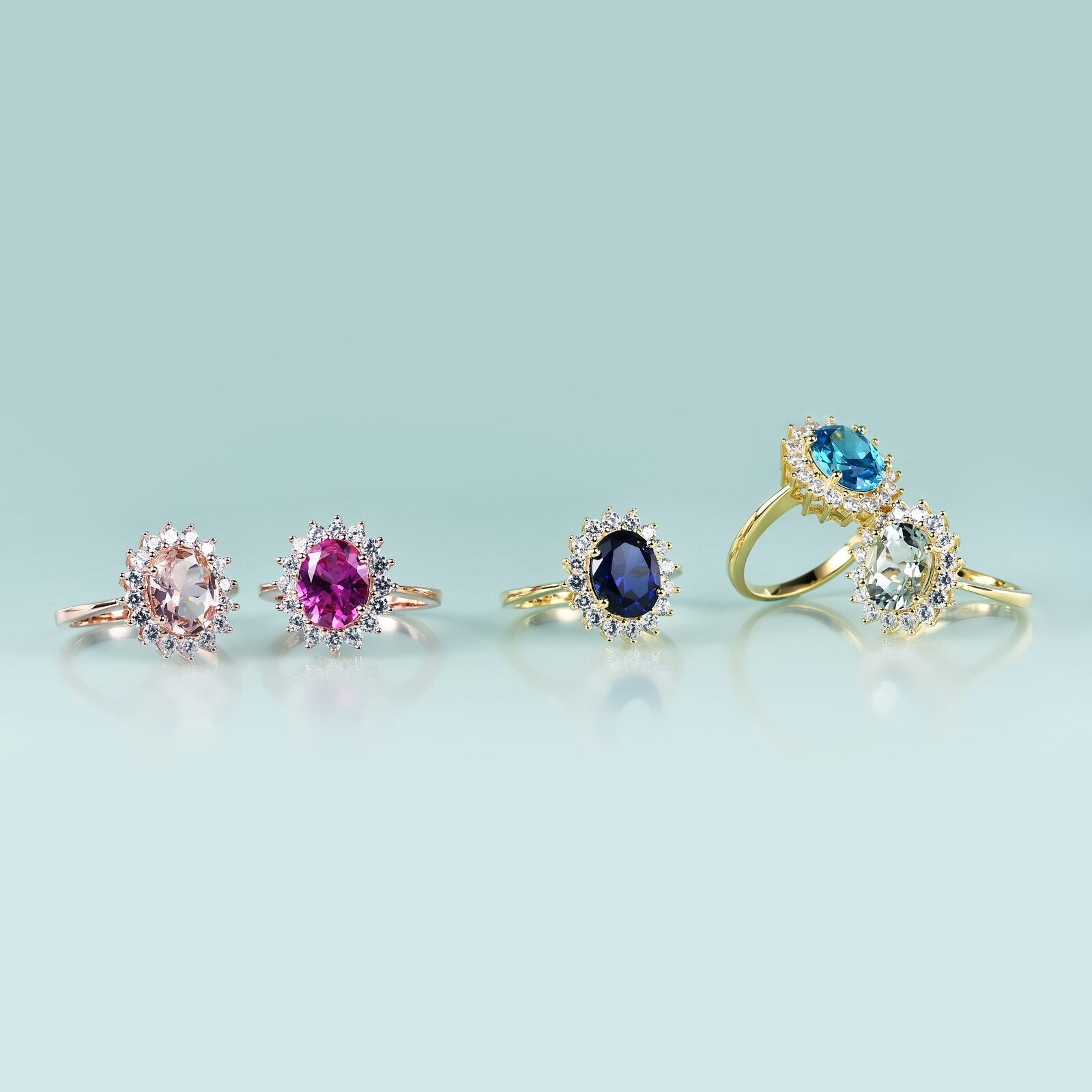 Replika-Ring von Prinzessin Diana, blauer Aquamarin-Ring | Shop Nory
