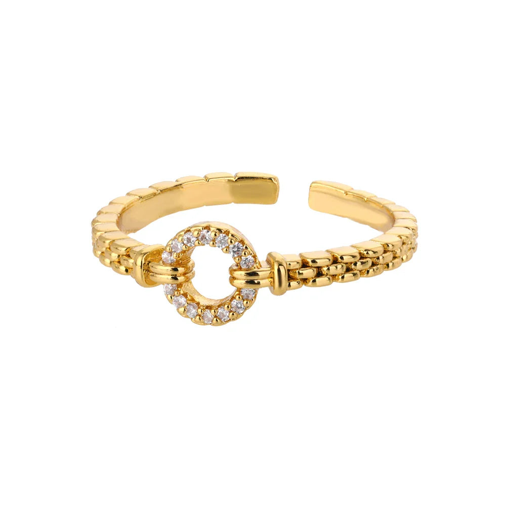 Elegante Zirkon-Kette verstellbarer Edelstahlring | Shop Nory