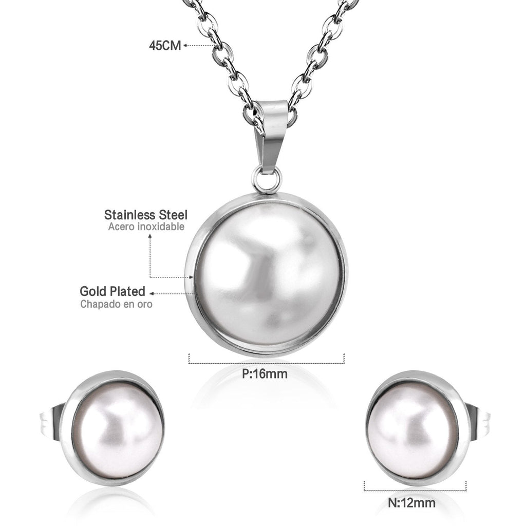 Damen Silber Gold Kette & Perlen Halskette Set | Shop Nory