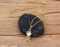 Damen Mädchen Gold Regenbogenkristalle Mini Mädchen Süß Anhänger Link Kette Halskette | Shop Nory