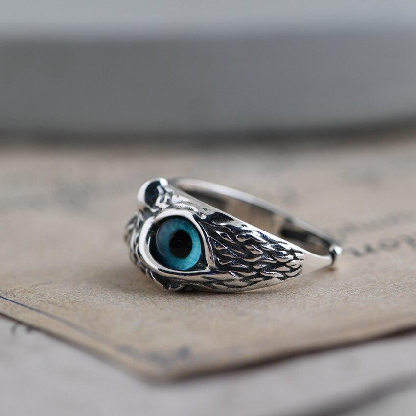 Eule des guten Glücks verstellbarer Ring in Silber und Opal | Shop Nory