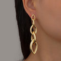 Damen Silber Gold beschichtete ovale 4-stufige Ausgeschnittene Kettenring hängende Ohrringe | Shop Nory