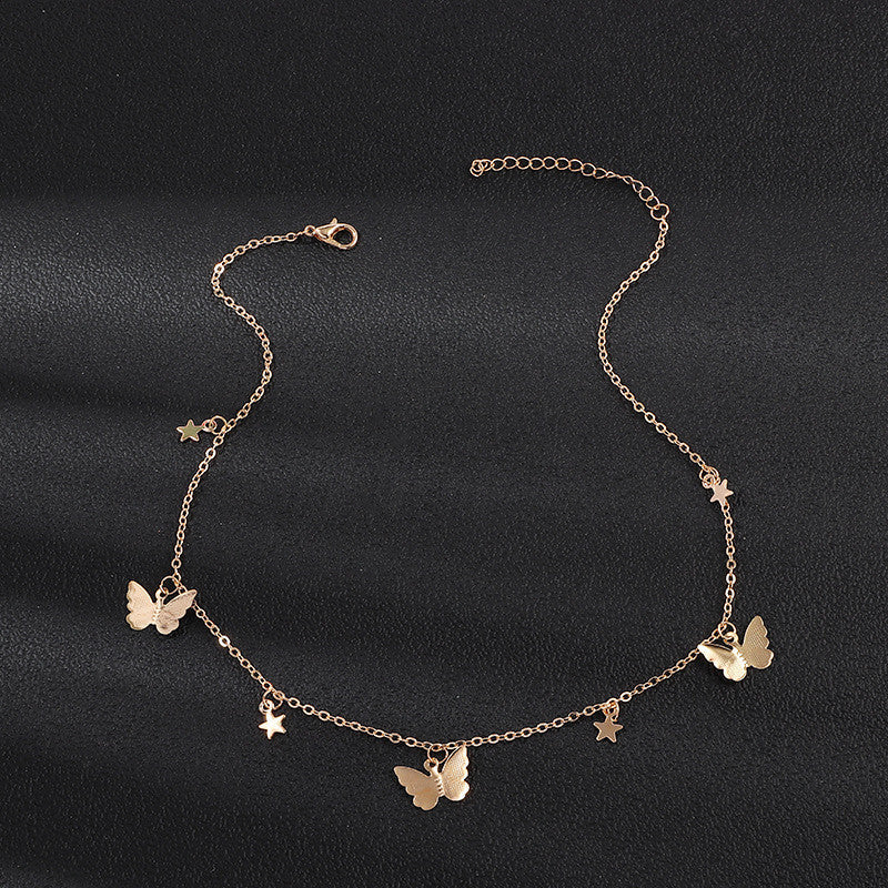 Gold Butterfly Star Anhänger Choker Halskette | Shop Nory