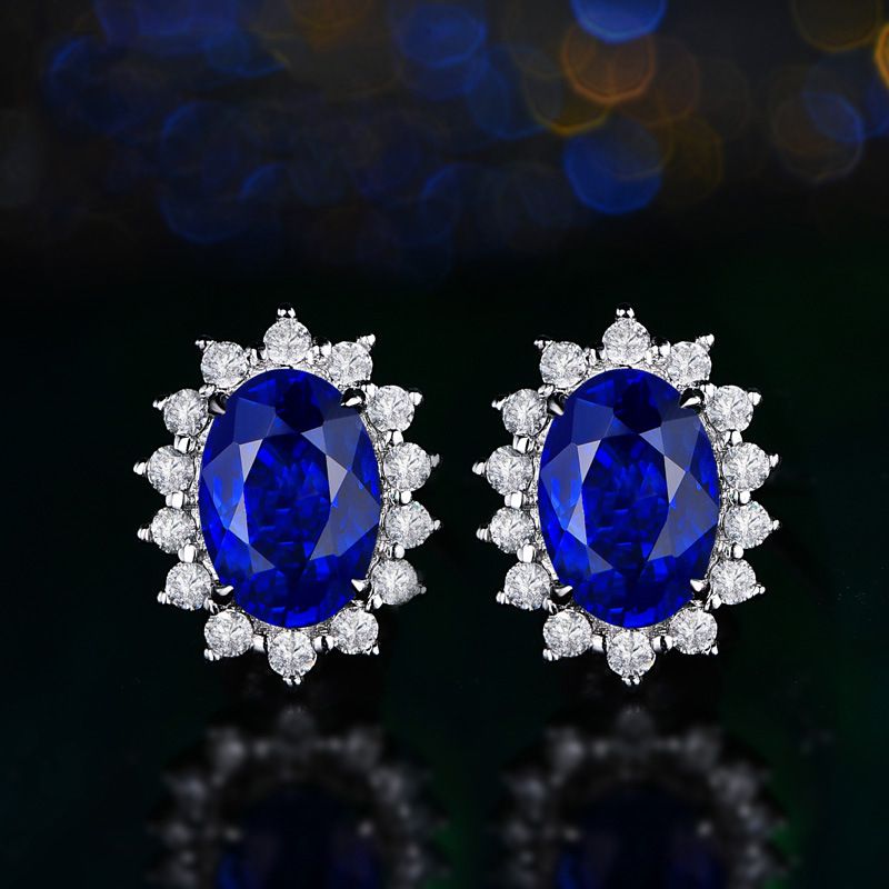 Östliche Aura Oval Blaue Edelstein Ohrringe