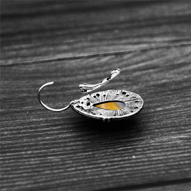 Damen Silber Ethnisch Natürlich Tigerauge Edelstein Handmade Tropfen Haken Ohrringe | Shop Nory