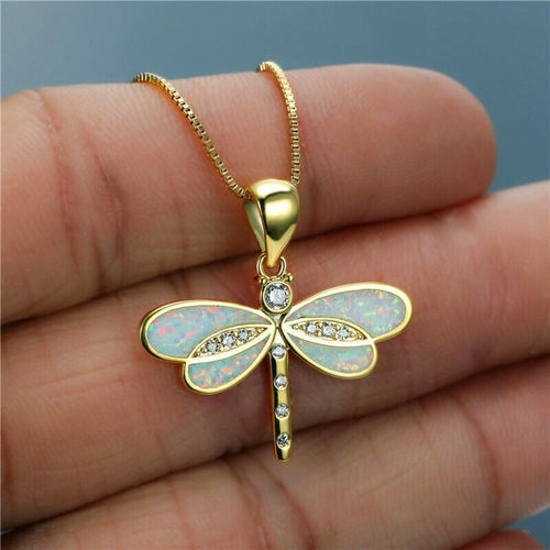 Libelle Halskette in Gold mit Opal | Shop Nory