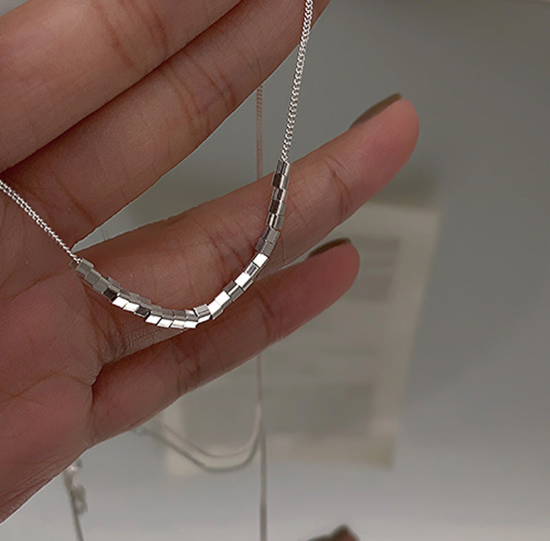 Damen 925 Silber Geometrische Links Ketten Würfel Anhänger Choker Halskette | Shop Nory