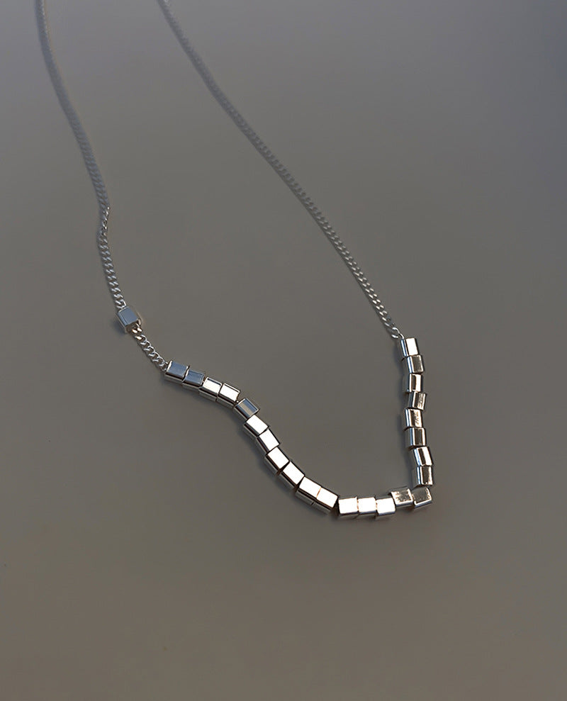 Damen 925 Silber Geometrische Links Ketten Würfel Anhänger Choker Halskette | Shop Nory