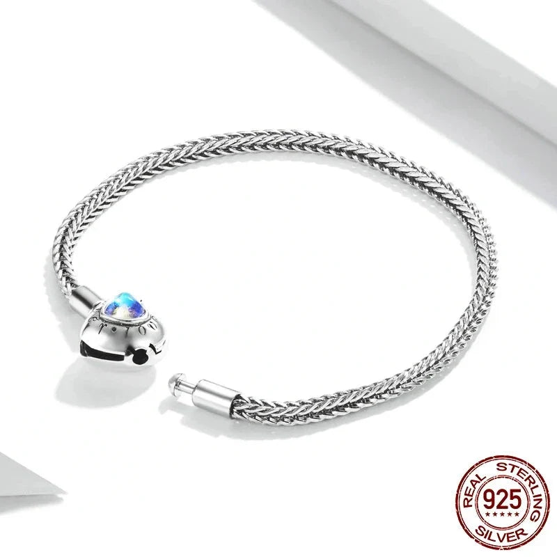 925 Sterling Silver Herz Mondstein Grundlegende Kettenarmbänder | Shop Nory
