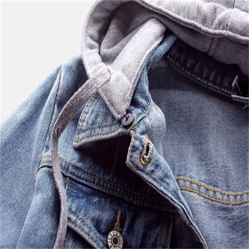 Denimjacke für Frauen Lässiger Look für Den Herbst Abnehmbare Kapuze