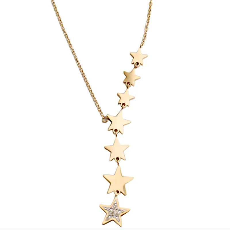 Strahlende Sternen-Zirkon Edelstahl Choker-Halskette | Shop Nory