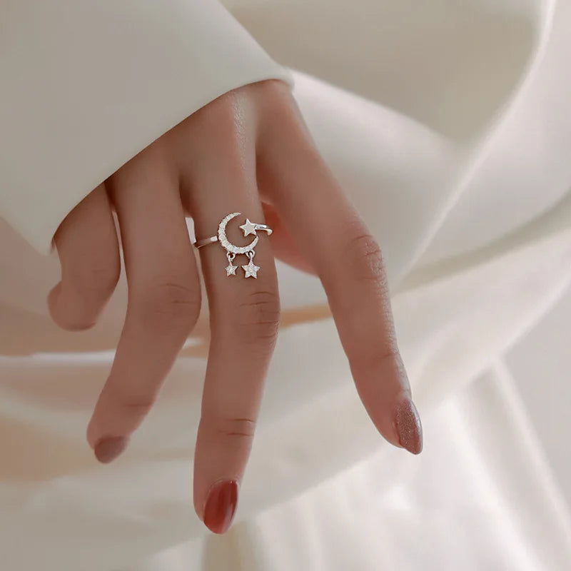 Lunar Elegance 925 Silber Mond Quaste Ring | Shop Nory