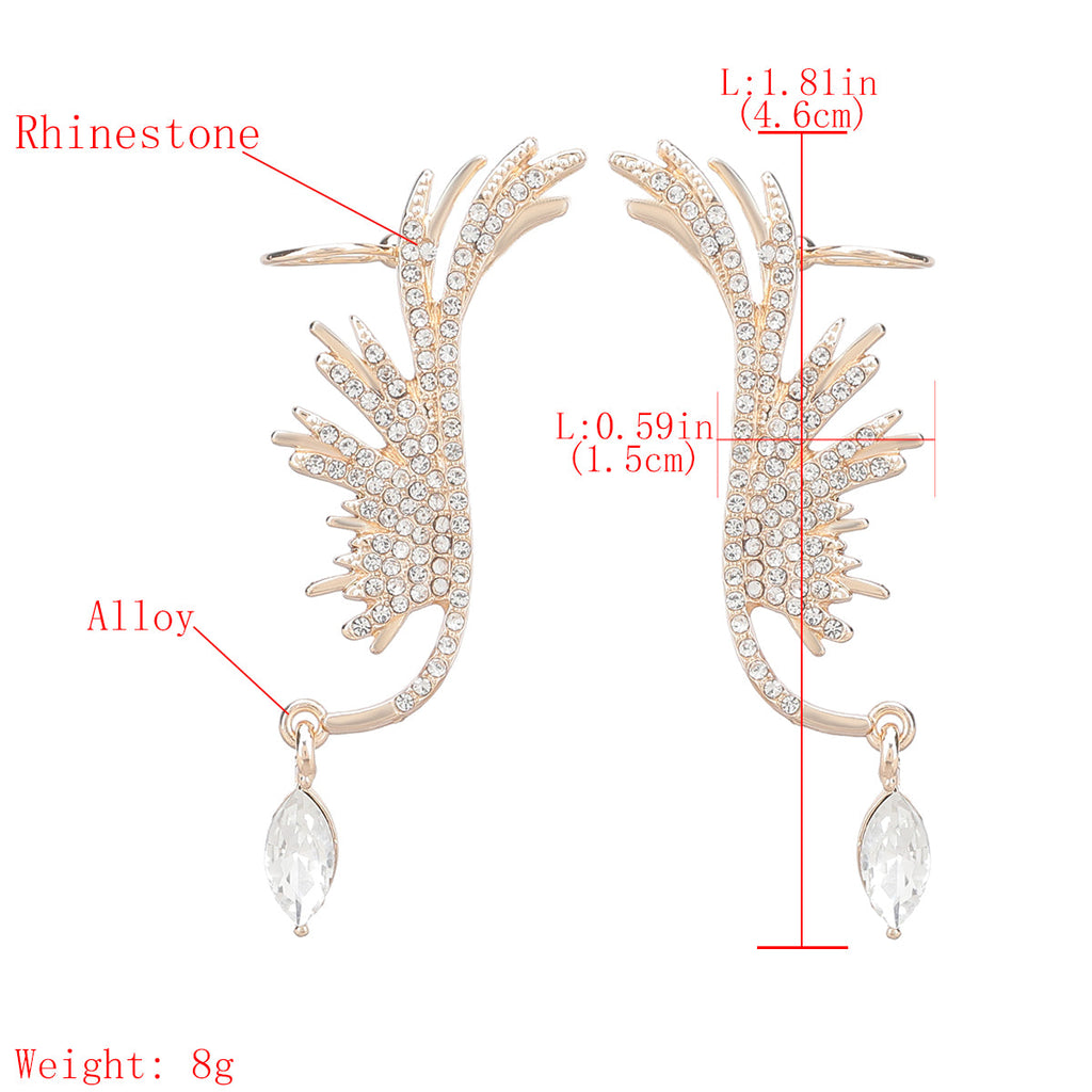 Engel Flügel Strass Hängehörnchen Kristall Ohr Cuff Krabbelohrringe | Shop Nory