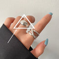 925 Sterling Silver Unregelmäßige Tropfen Kreuzring | Shop Nory