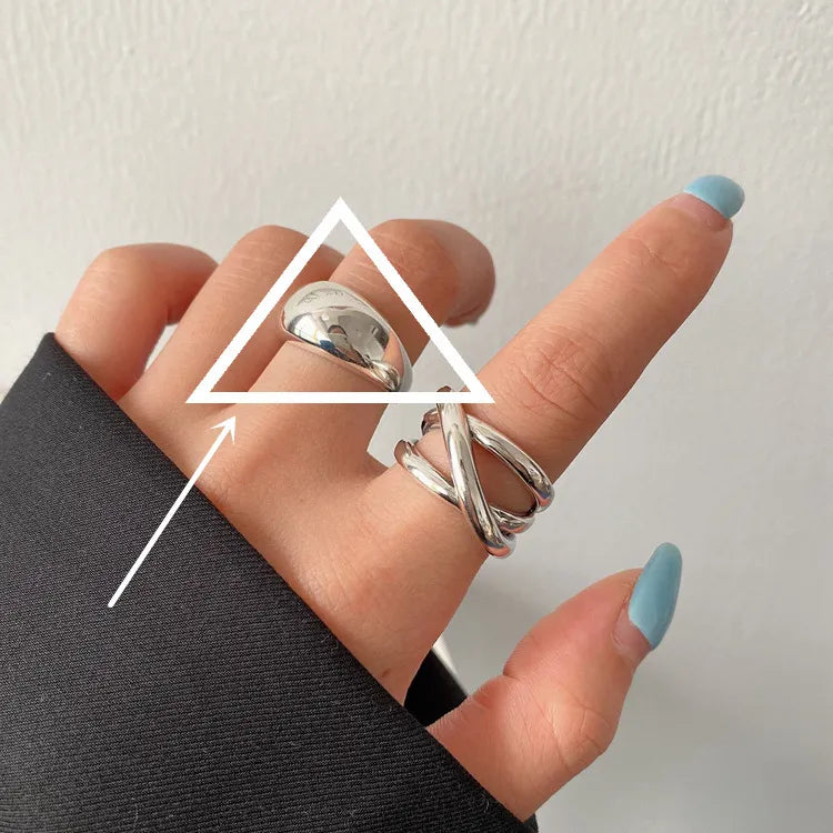 925 Sterling Silver Unregelmäßige Tropfen Kreuzring | Shop Nory