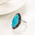 Damen 925 Sterling Silber Natürliche Türkis Edelstein Tibetische Ringe | Shop Nory