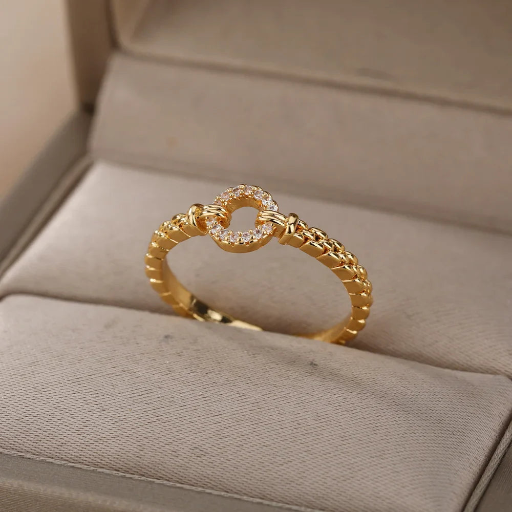 Elegante Zirkon-Kette verstellbarer Edelstahlring | Shop Nory