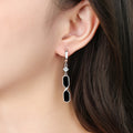 Damen Schwarze Emaille Quadrat Echt 925 Sterling Silber Kristall Tropfen Ohrringe | Shop Nory