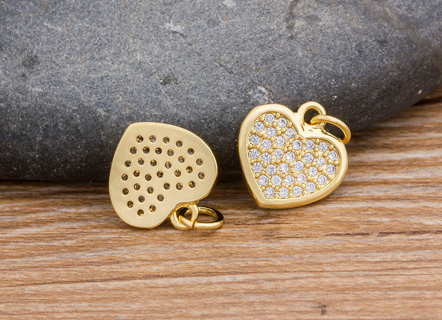 Unisex Gold Crystal Love Heart Anhänger & Geflecht-Link Kette Halskette | Shop Nory