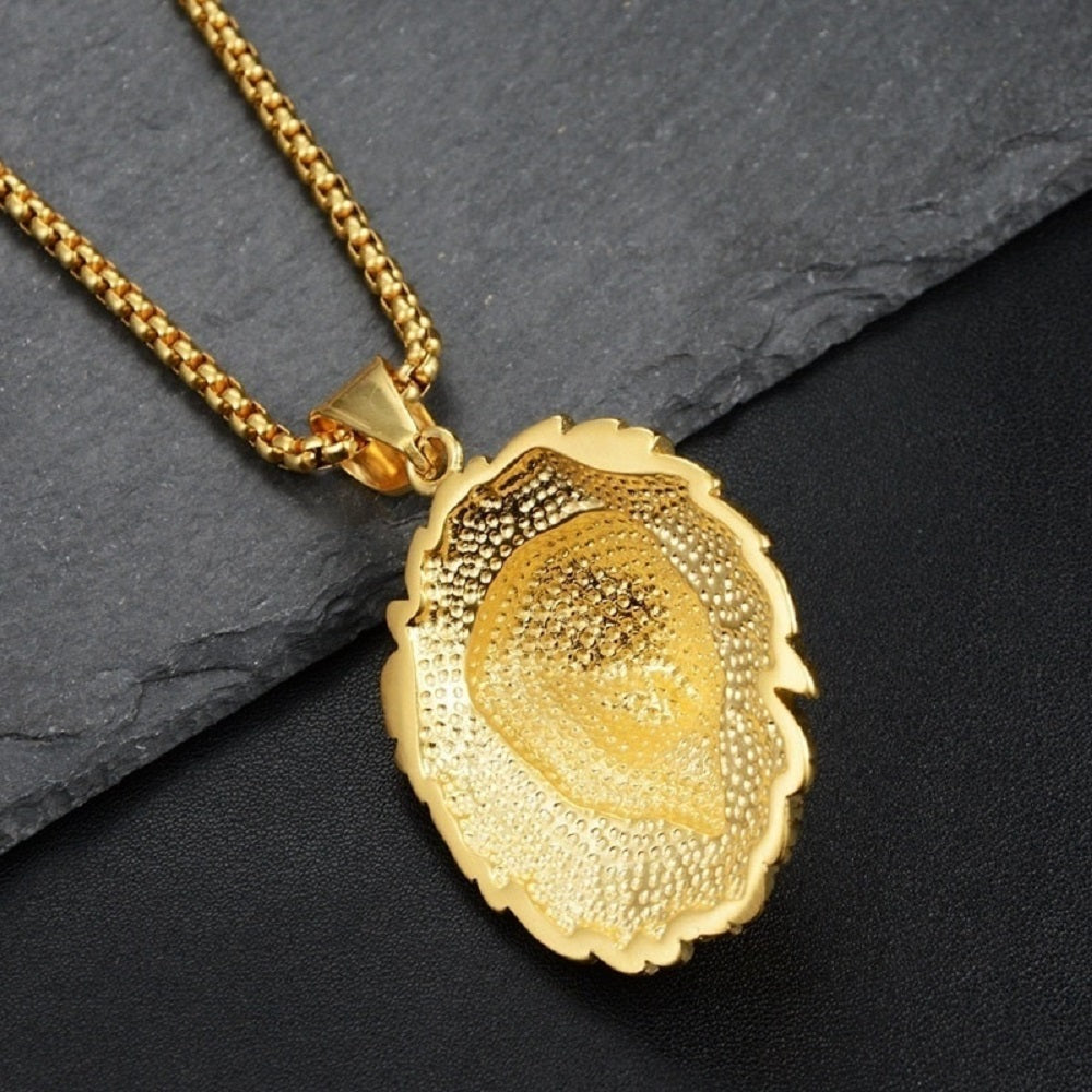 Unisex vergoldetes haariges Löwenkopf Medusa-Anhänger & Kette | Shop Nory