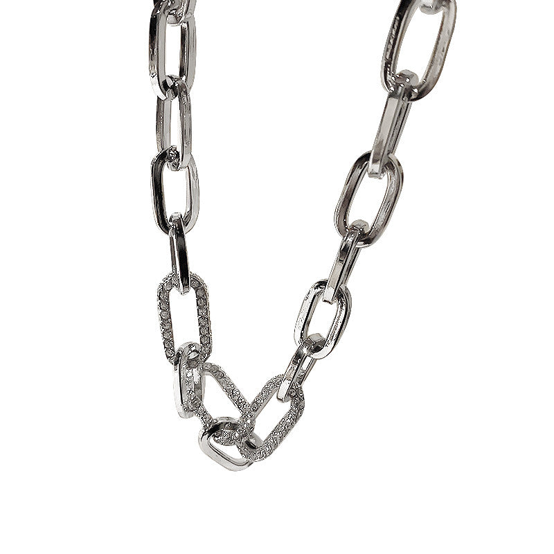 Damen Gold Silber Dick Rechteckige Gliederkette Kristall Choker Halskette | Shop Nory