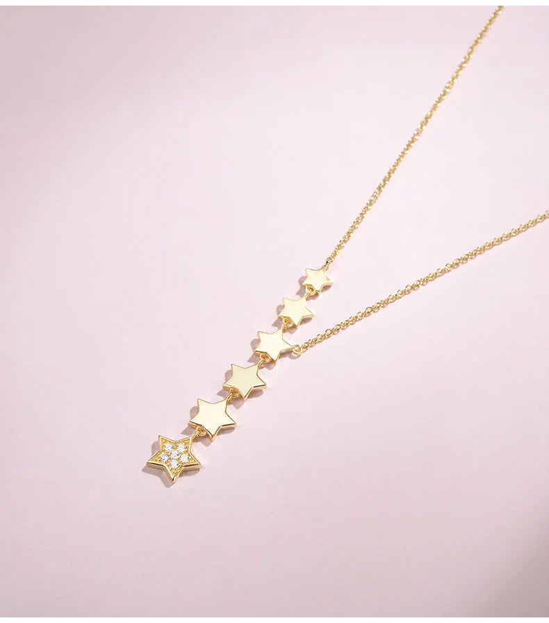 Strahlende Sternen-Zirkon Edelstahl Choker-Halskette | Shop Nory