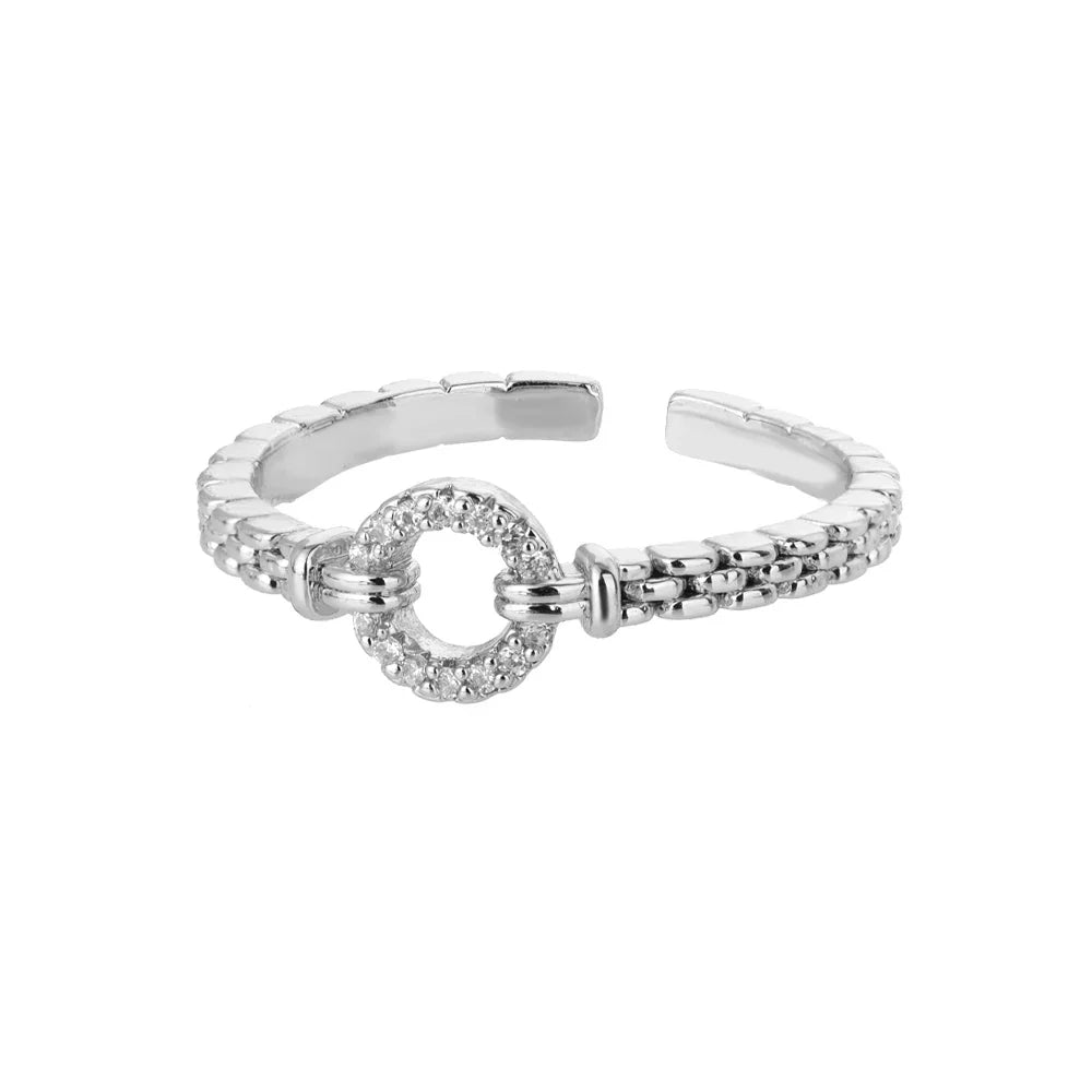 Elegante Zirkon-Kette verstellbarer Edelstahlring | Shop Nory