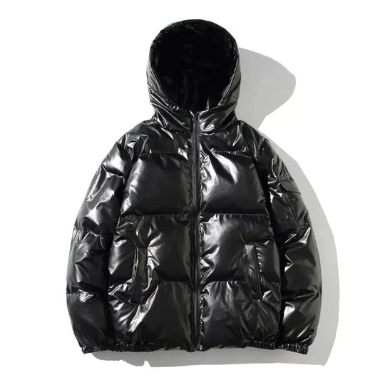 Winddichte metallische Winter-Pufferjacke