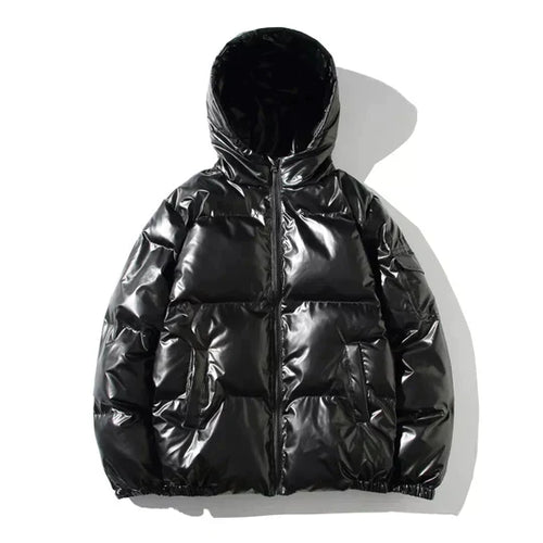 Winddichte metallische Winter-Pufferjacke