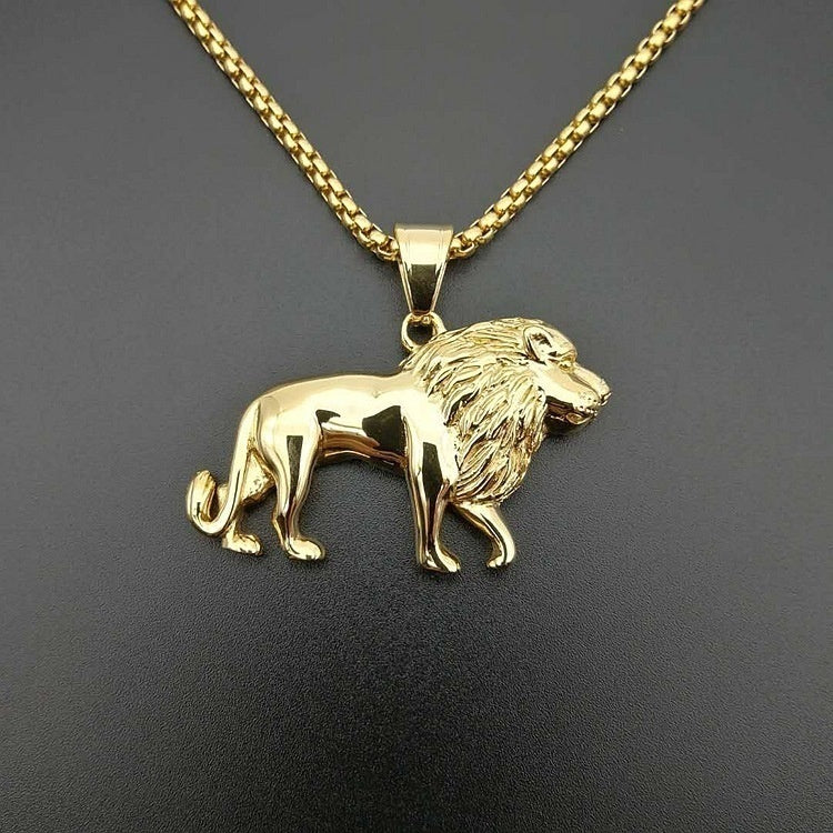 Herren Unisex Goldplattierter Fetter Solider Löwenanhänger Links Kettenhalskette | Shop Nory