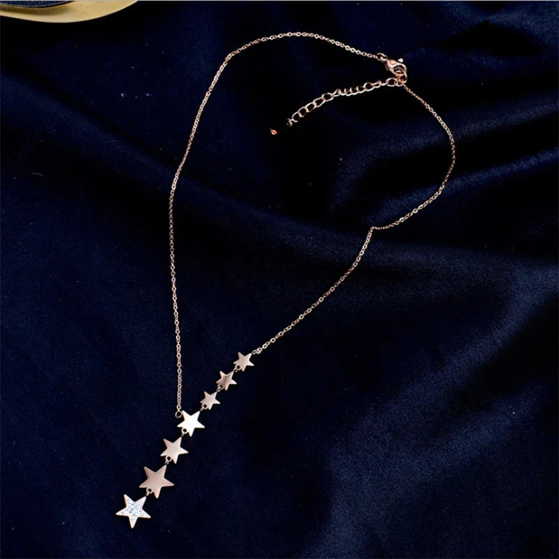 Strahlende Sternen-Zirkon Edelstahl Choker-Halskette | Shop Nory