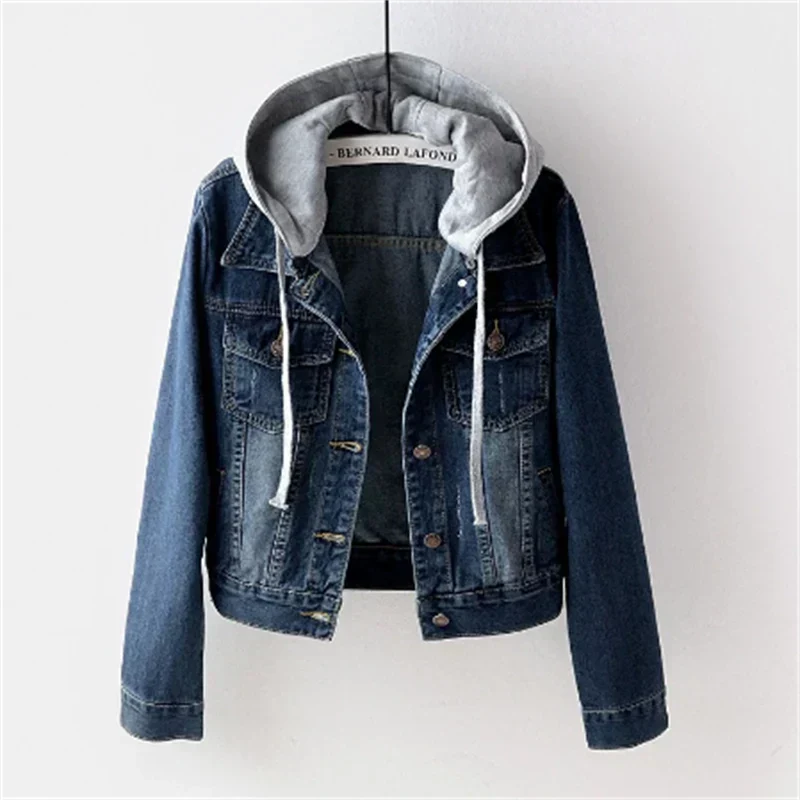Damenjeans mit Abnehmbarem Kapuze