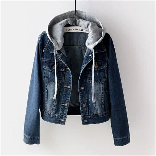 Damenjeans mit Abnehmbarem Kapuze