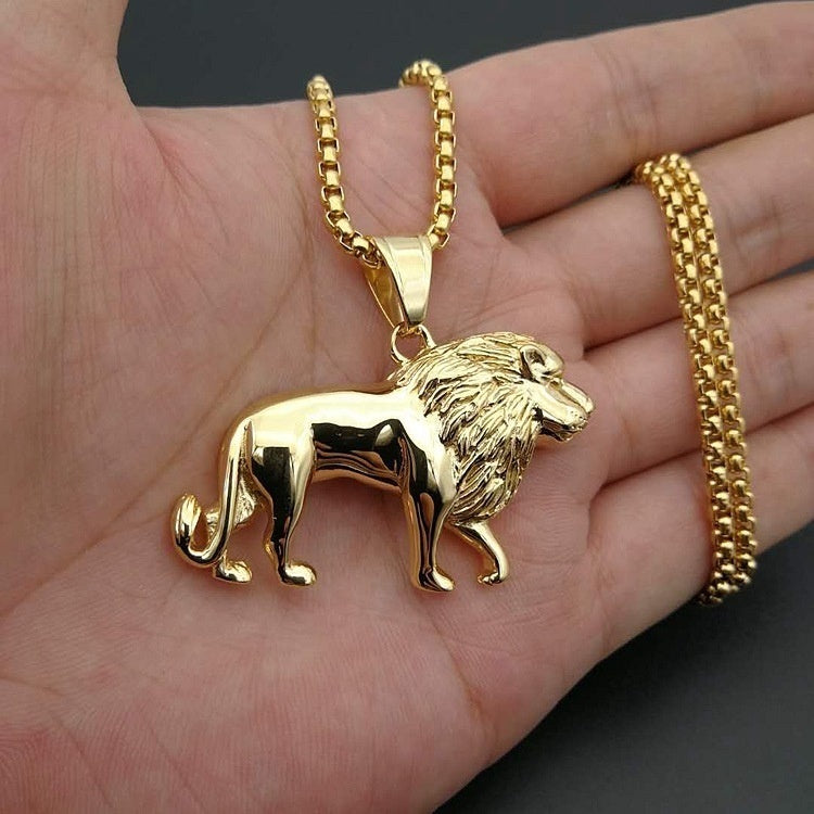 Herren Unisex Goldplattierter Fetter Solider Löwenanhänger Links Kettenhalskette | Shop Nory