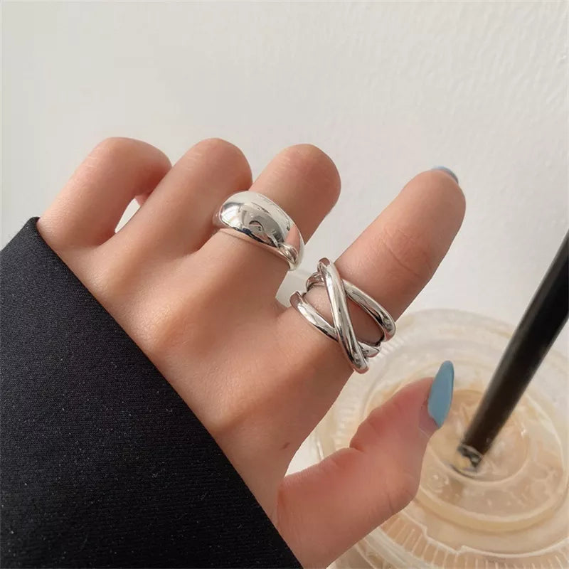 925 Sterling Silver Unregelmäßige Tropfen Kreuzring | Shop Nory