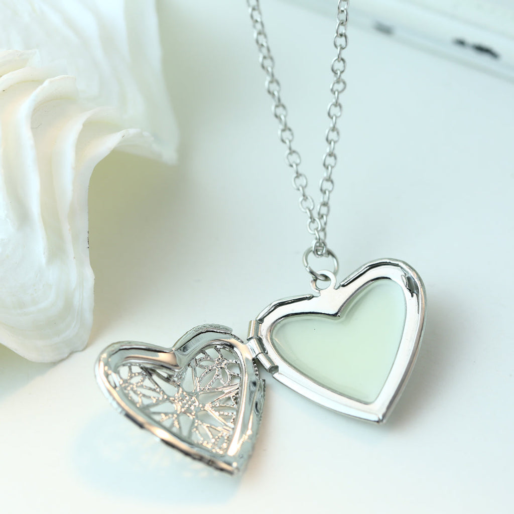 Damen Sterling Silber Herz Parfümspender Foto Locket Anhänger & Kette | Shop Nory