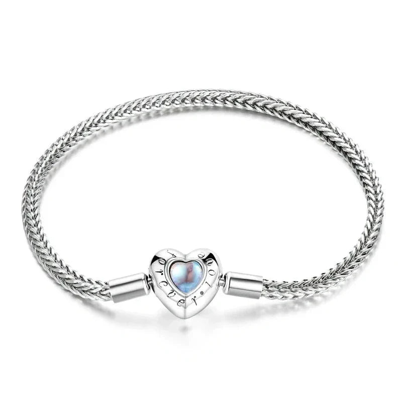 925 Sterling Silver Herz Mondstein Grundlegende Kettenarmbänder | Shop Nory