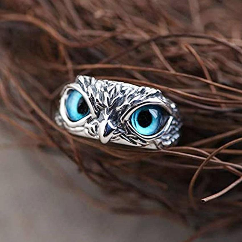 Eule des guten Glücks verstellbarer Ring in Silber und Opal | Shop Nory