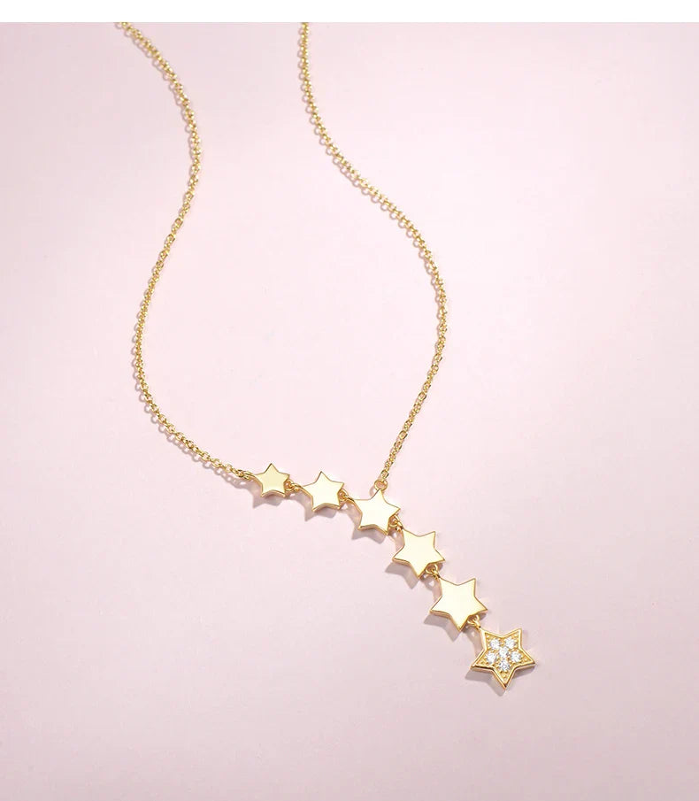 Strahlende Sternen-Zirkon Edelstahl Choker-Halskette | Shop Nory