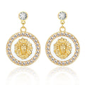 Damen 18K vergoldete weiße Rhinestone runde Tropfen Ohrstecker | Shop Nory