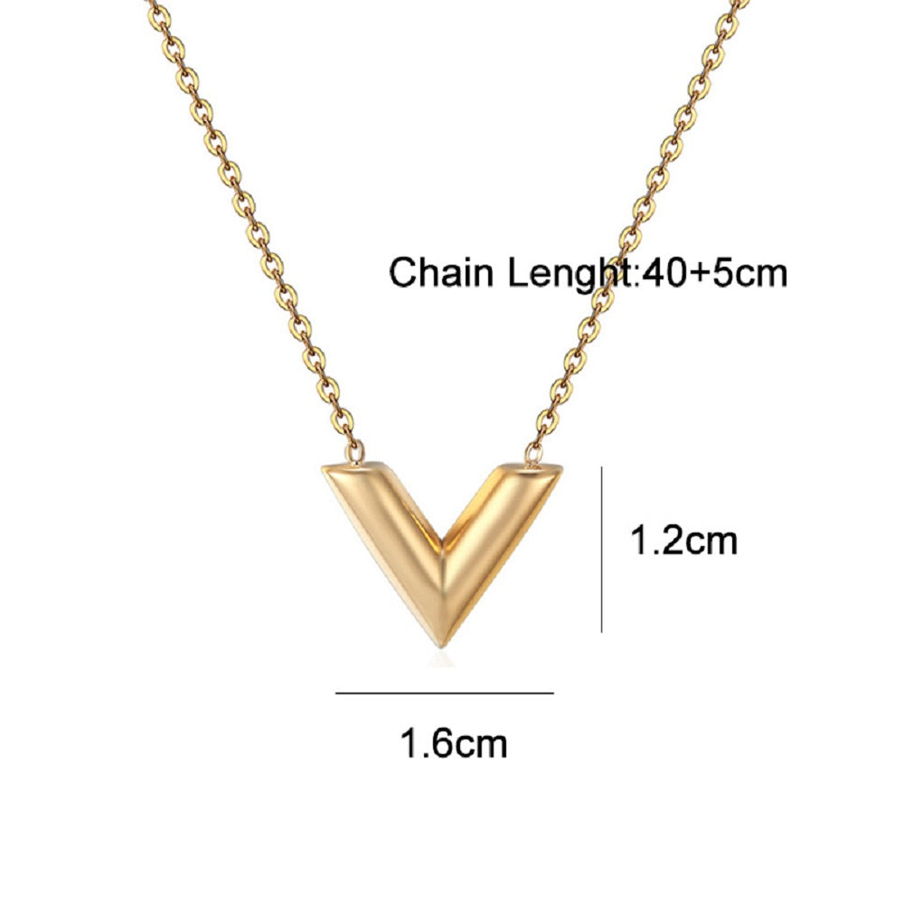 Damen vergoldete Titanstahl V-Form Choker Link Kettenhalskette | Shop Nory